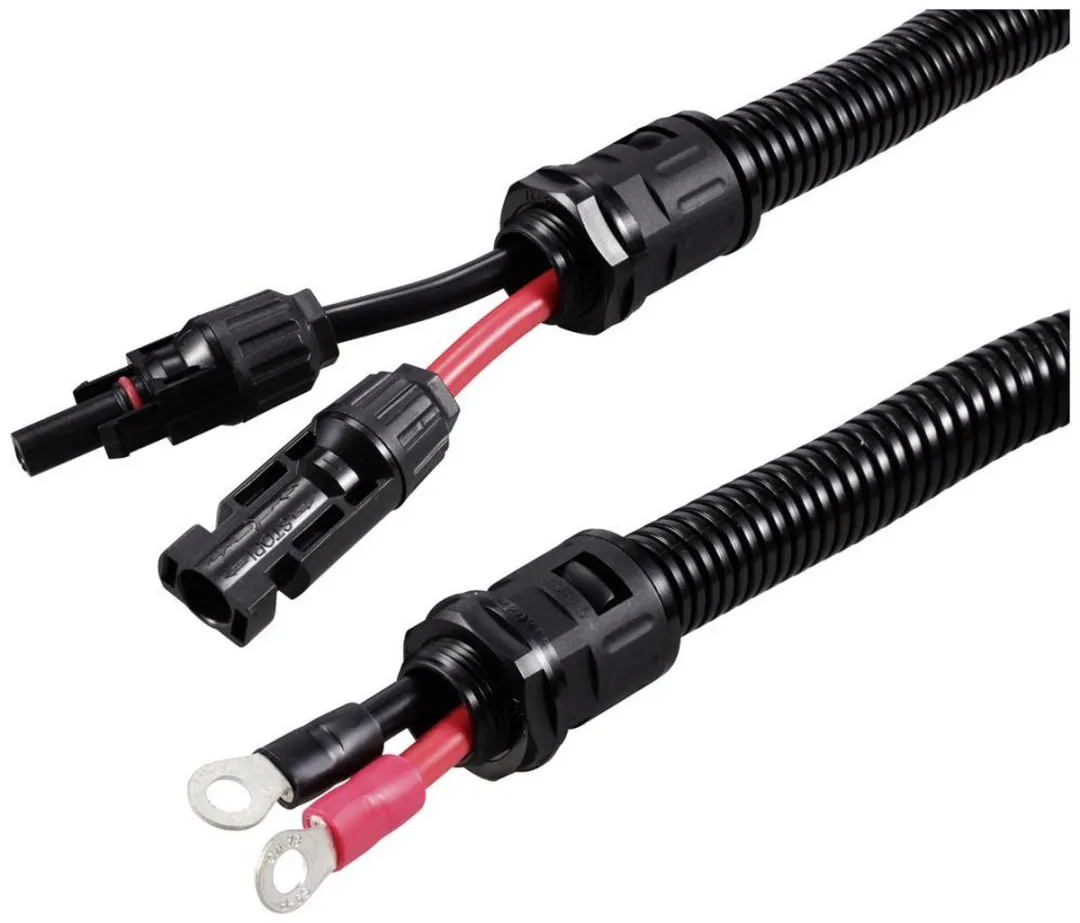 Tru Components TC-12195640 PV-stekker naar M6-ringkabelschoen - 250mm - Zwart/Rood