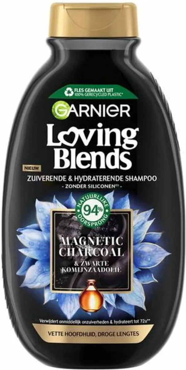 Garnier Loving Blends Magnetic Charcoal Shampoo 3x300ml
