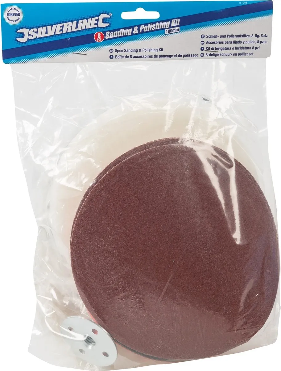 Silverline Schuur- en Polijstset 180mm - 8-delig
