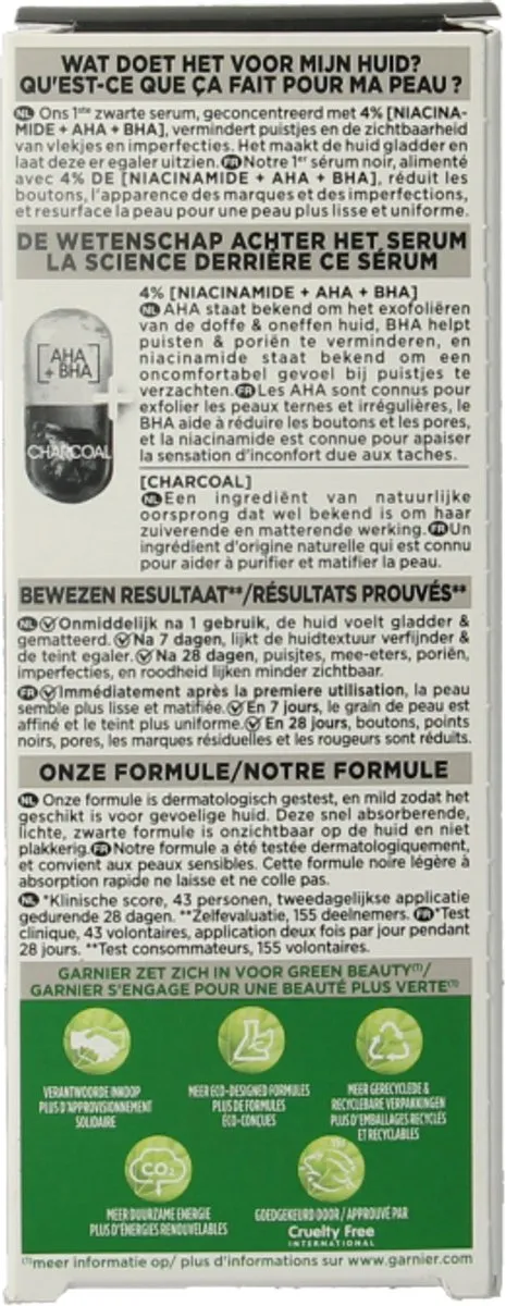 Garnier PureActive AHA+BHA Charcoal Serum 30ml