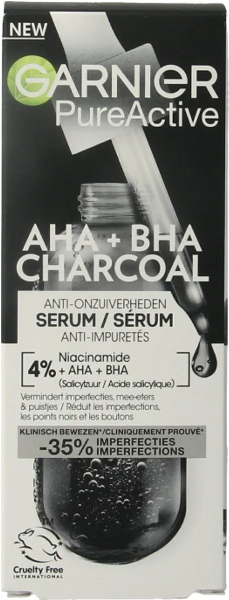 Garnier PureActive AHA+BHA Charcoal Serum 30ml - afbeelding 6 van 6