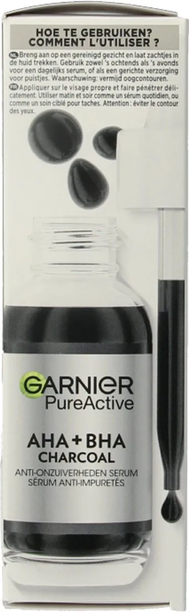 Garnier PureActive AHA+BHA Charcoal Serum 30ml