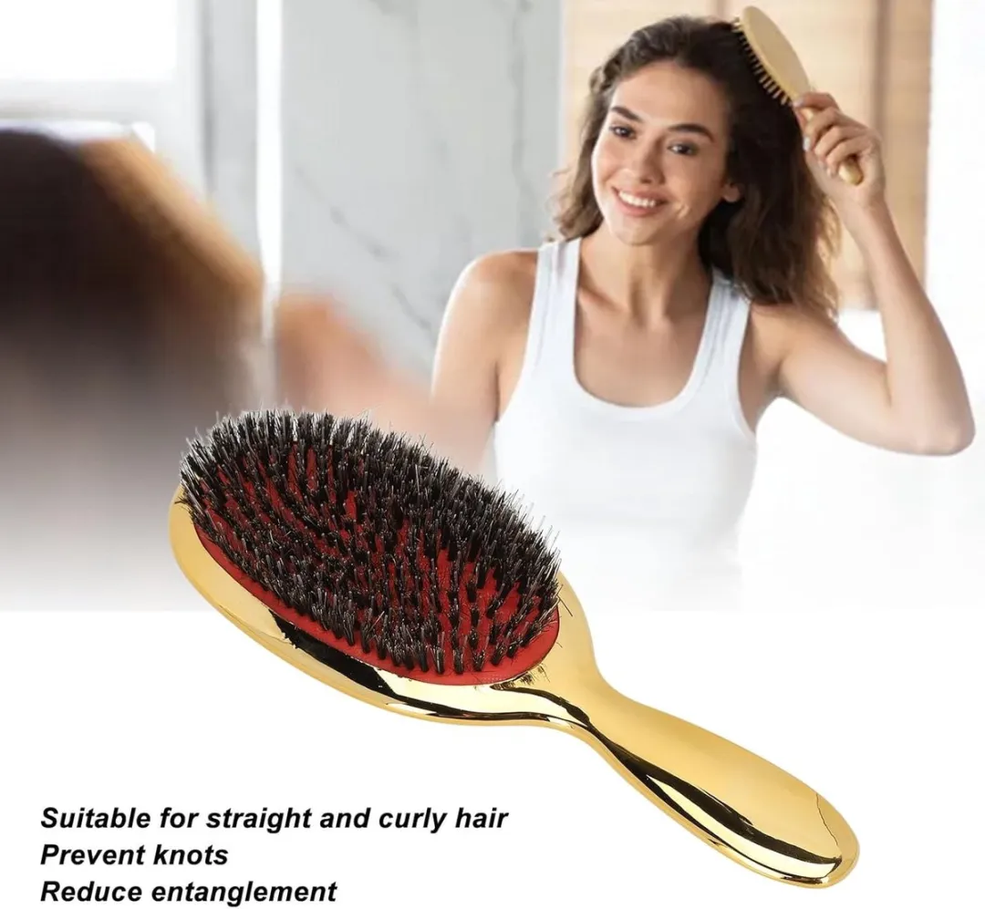 Luchtkussen Massage Kam - Dames Glatmakende Kam - Geschikt Voor Krullend En Recht Haar - Stijl Gereedschap (Goudkleurig)