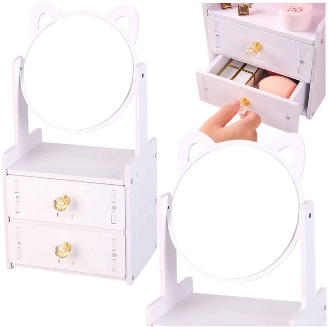 Lean Toys Mini Opmaaktafel met Spiegel - Wit