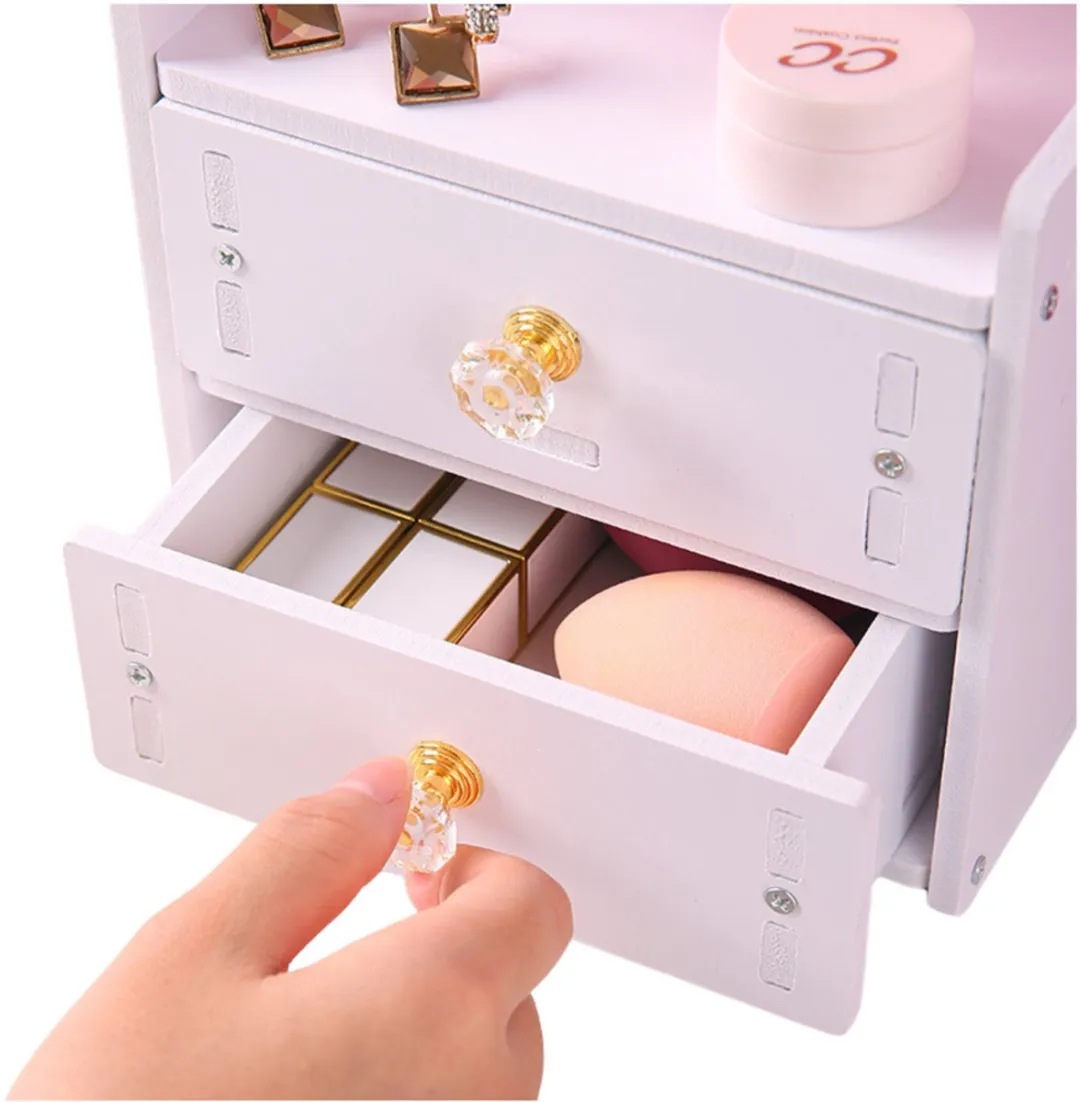 Lean Toys Mini Opmaaktafel met Spiegel - Wit