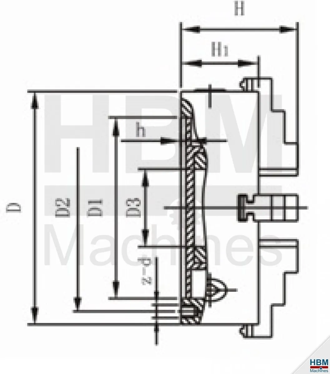 HBM 80mm Onafhankelijke 4-Klauwplaat - 80 cm - Zilver