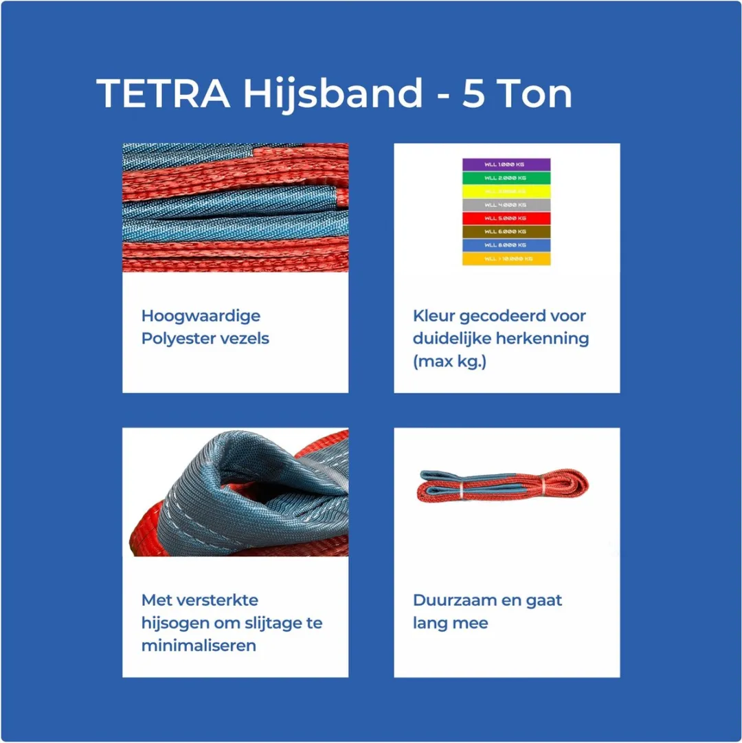 TETRA WSB Hijsband 5 Ton - 10m - Rood