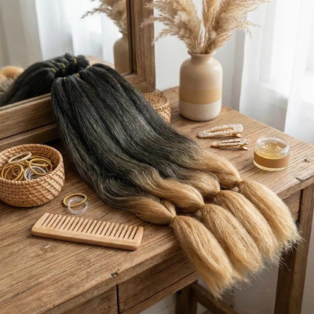 NuveX Ombre Blond Braid Haar Extensies - 6 Stuks