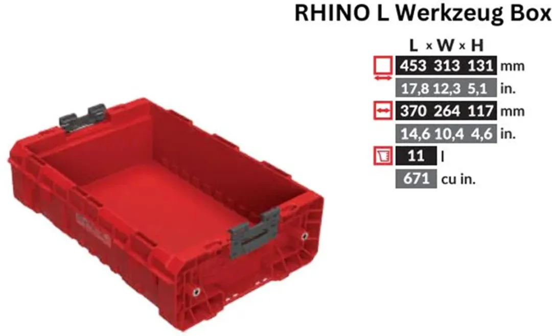 Toolbrothers RHINO L Ultra Open Gereedschapskoffer - Rood - afbeelding 6 van 6