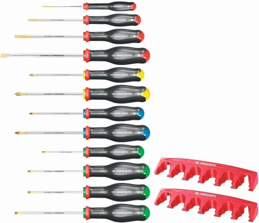 Facom Set van 12 schroevendraaiers + 2 houders- AT.J12R2PB