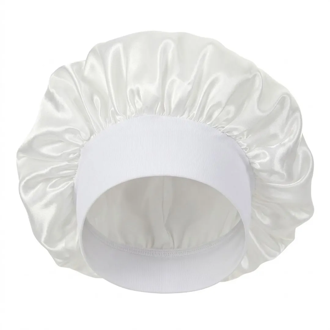 NuveX Witte Slaapmuts Satijnen Bonnet