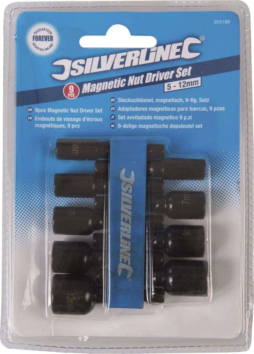 Silverline Magnetische Dopsleutelset 5-12mm - 9-delig - Chroom-vanadium Staal