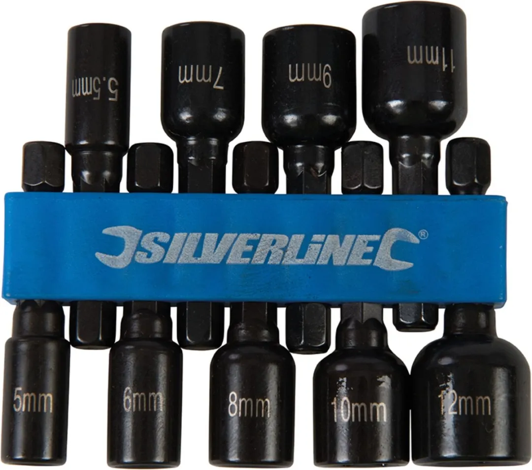 Silverline Magnetische Dopsleutelset 5-12mm - 9-delig - Chroom-vanadium Staal