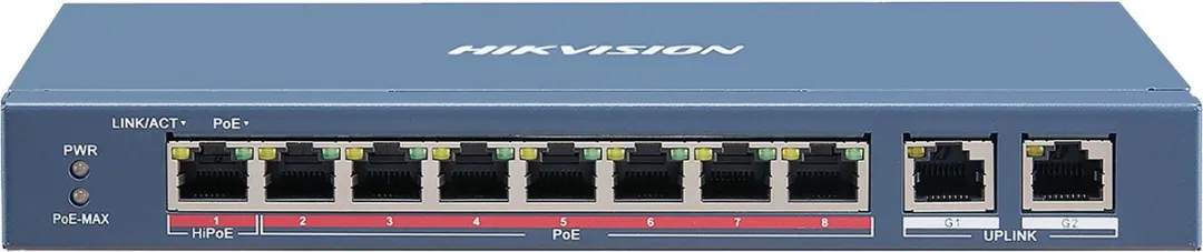 Hikvision DS-3E0310HP-E 10 Poorts Unmanaged POE Switch - Grijs