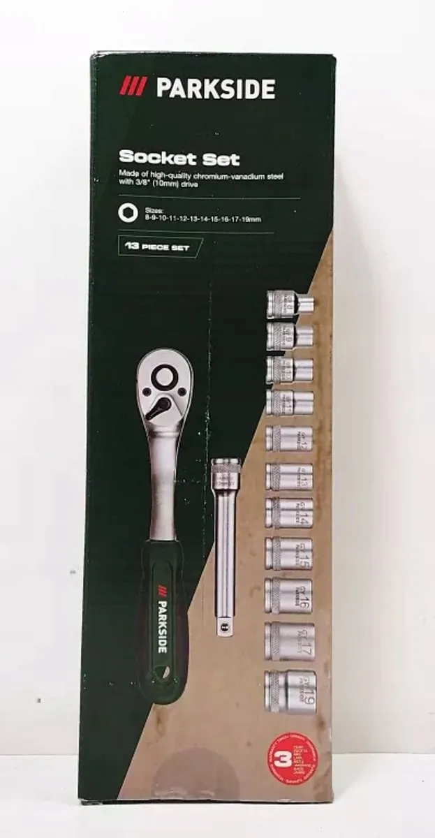 Parkside Doppenset 13-delig met ratel - 100mm verlengstuk - 8-19mm