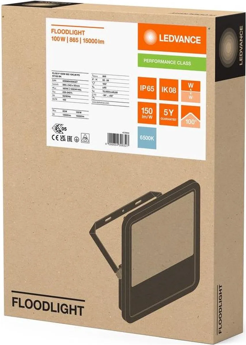 LEDVANCE Floodlight 100W 15000lm - Zwart - afbeelding 2 van 3