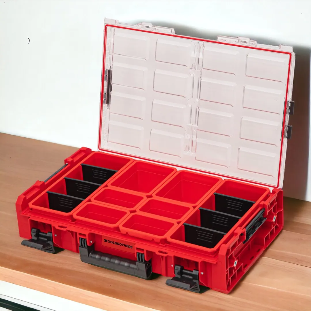 Toolbrothers RHINO XXL Organizer - 8x13,5L dozen - IP66 - Rood/Transparant - afbeelding 6 van 6