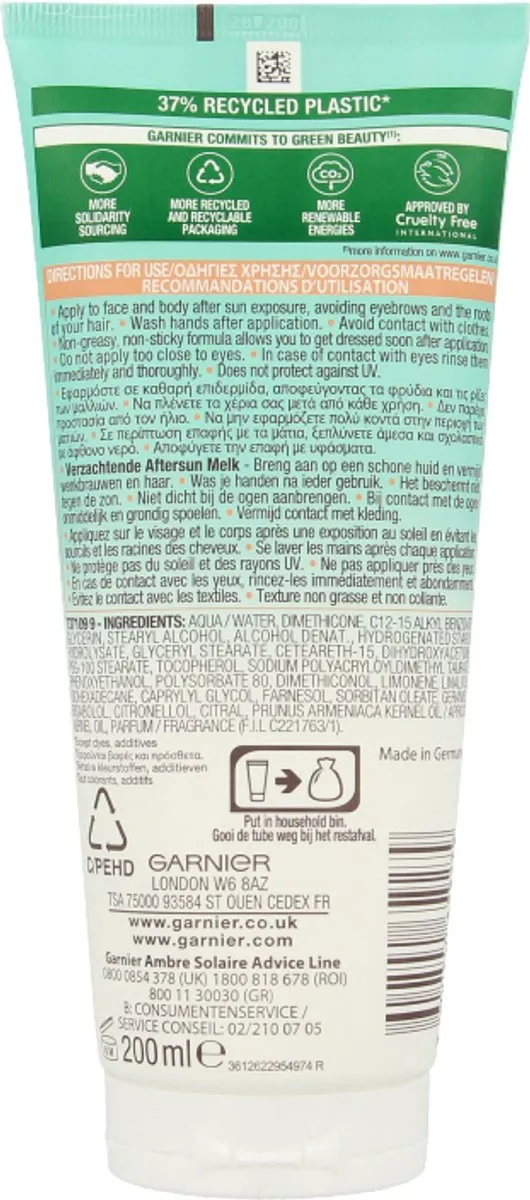 Garnier Ambre Solaire Verzachtende Aftersun Zelfbruiner 200ml