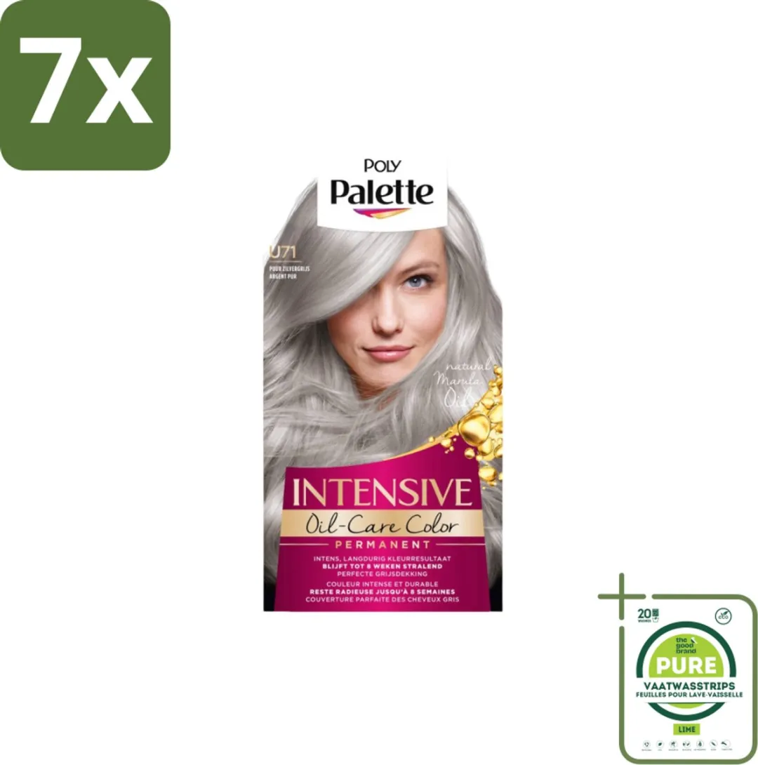 Schwarzkopf Poly Palette U71 Puur Zilvergrijs Haarverf 805ml - 7 Stuks
