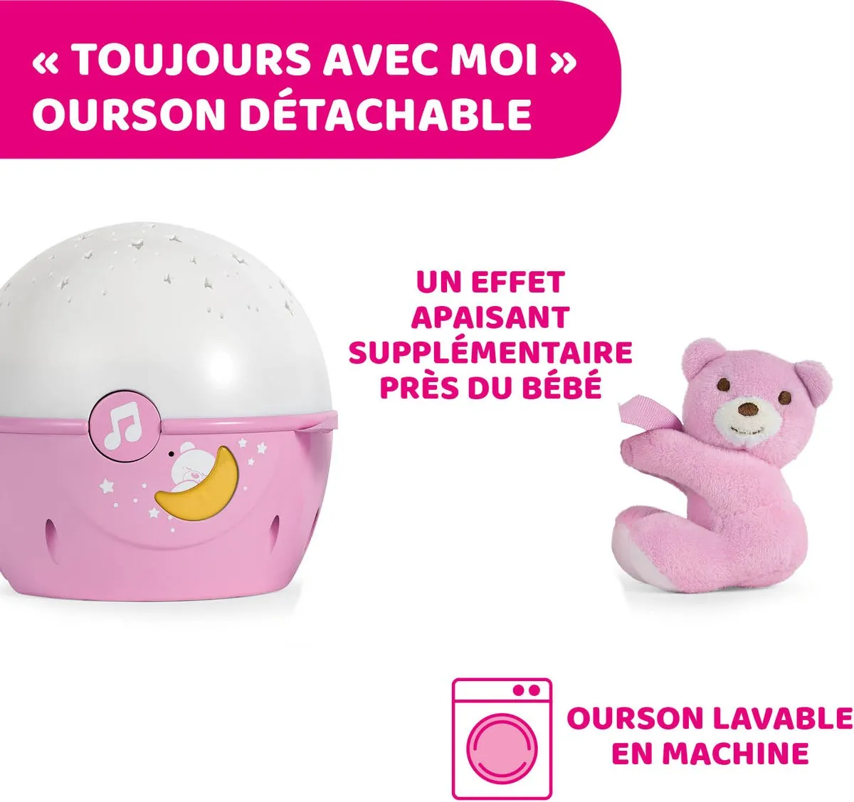 Chicco Next2Stars First Dreams Projector - Roze - afbeelding 3 van 6