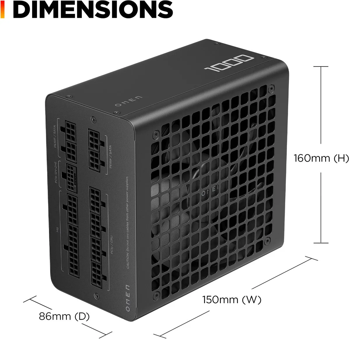 HP OMEN 1000W Power Supply - ATX 3.1 Fully Modular 80 Plus Gold power supply unit Zwart