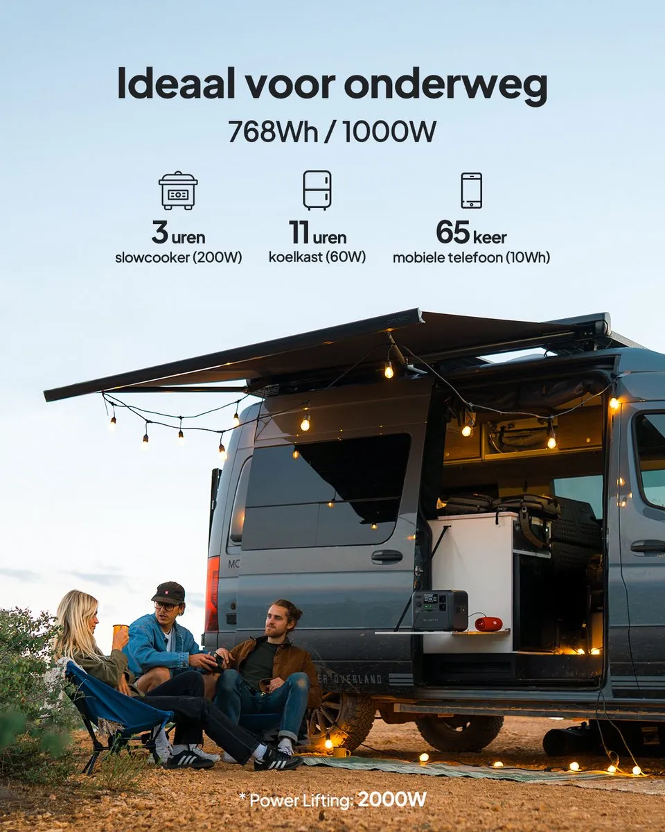 BLUETTI AC70 768Wh 1000W Portable Powerstation-Zonnegenerator-back-up voor Off-grid, Stroomuitval, Camping, Camper