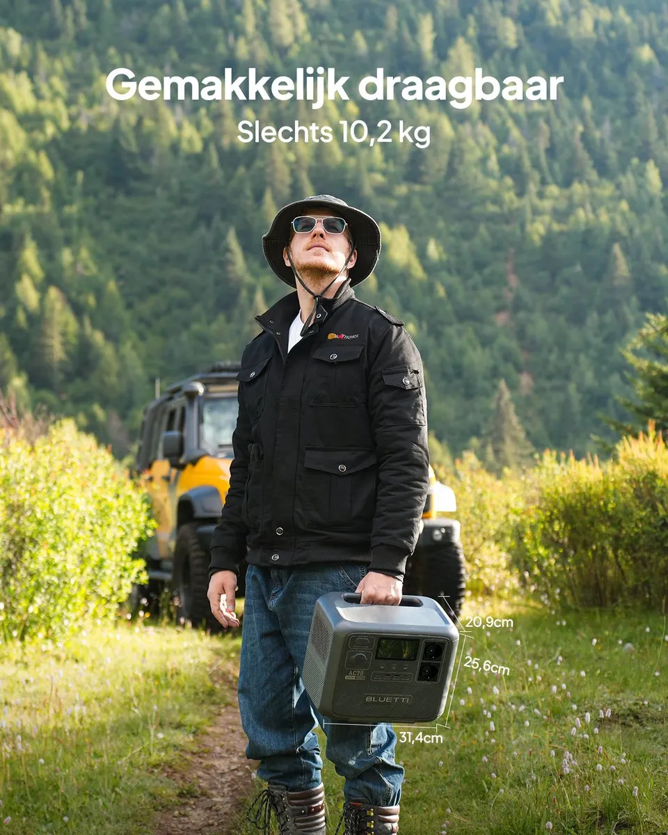 BLUETTI AC70 768Wh 1000W Portable Powerstation-Zonnegenerator-back-up voor Off-grid, Stroomuitval, Camping, Camper