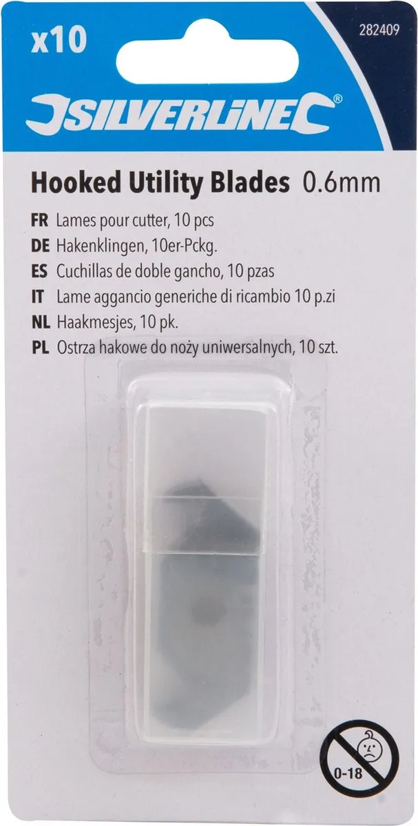 Silverline Haakmesjes 0.6mm - 10 Stuks - Gehard Staal