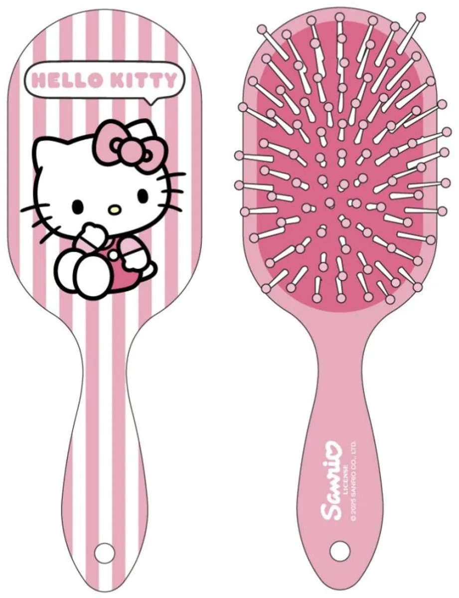Hello Kitty Stripes Haarborstel 20cm - Antiek Roos