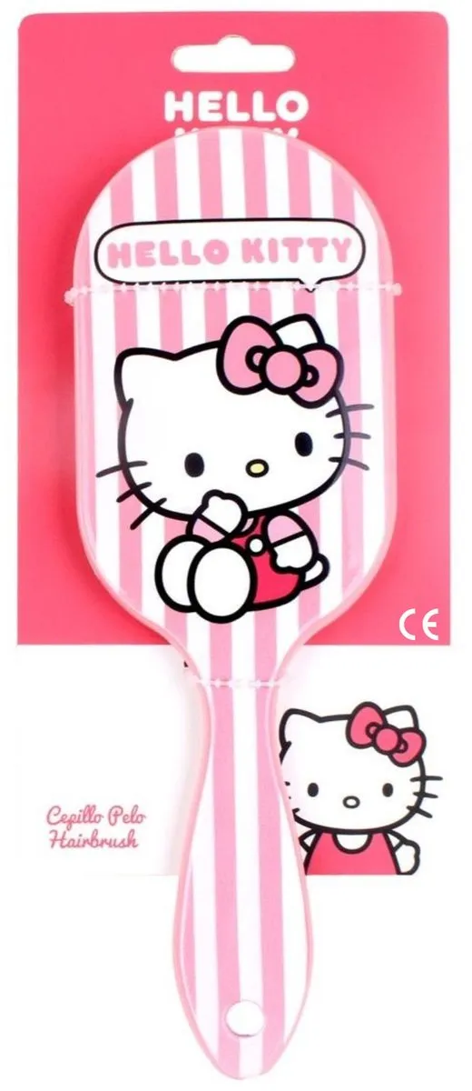 Hello Kitty Stripes Haarborstel 20cm - Antiek Roos