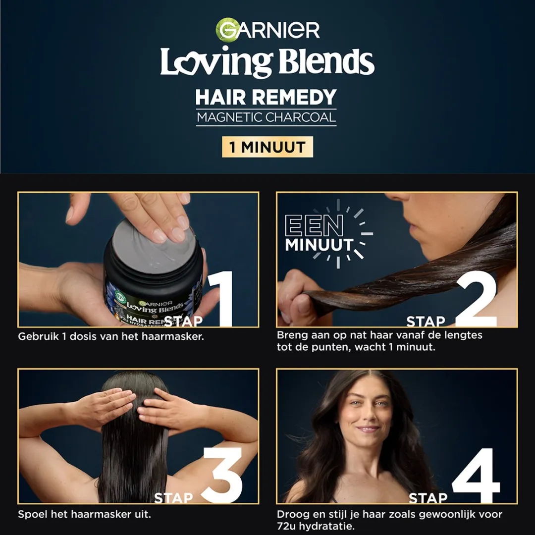 Garnier Loving Blends Magnetic Charcoal Haarmasker - 6x340ml