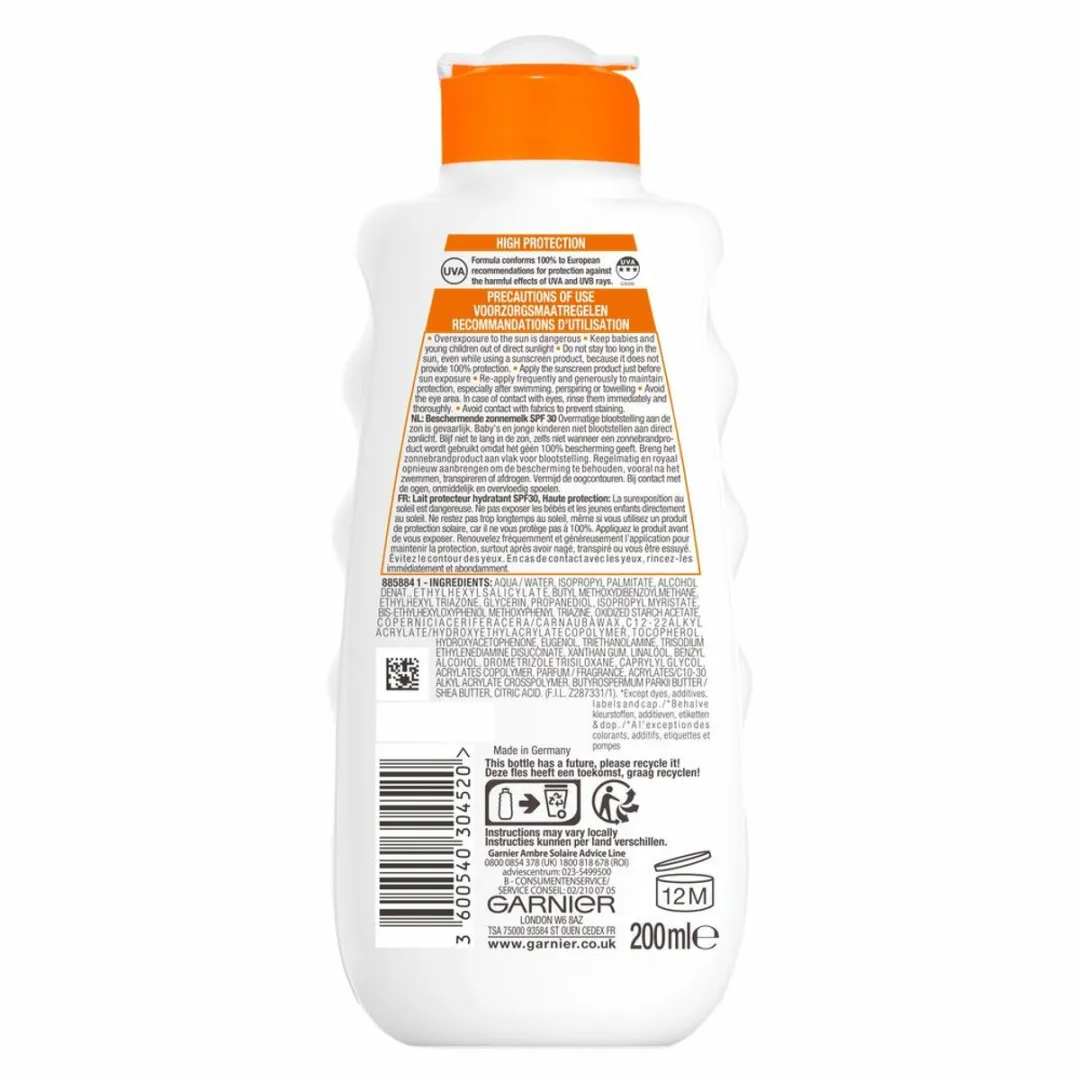 Garnier Ambre Solaire Hydraterende Zonnebrandmelk SPF 30 - 4x200ml