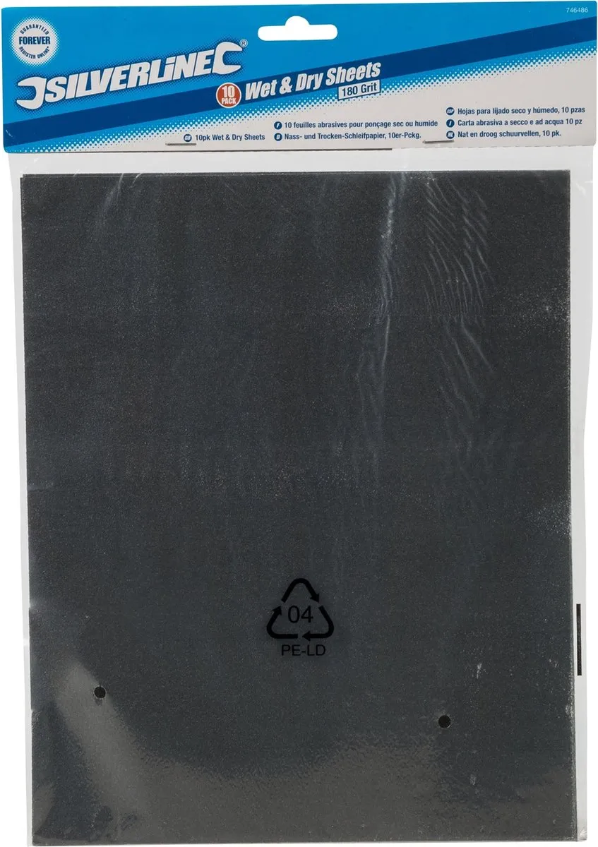 Silverline Schuurpapier Waterproof 180 - 230x280mm - 10 Stuks