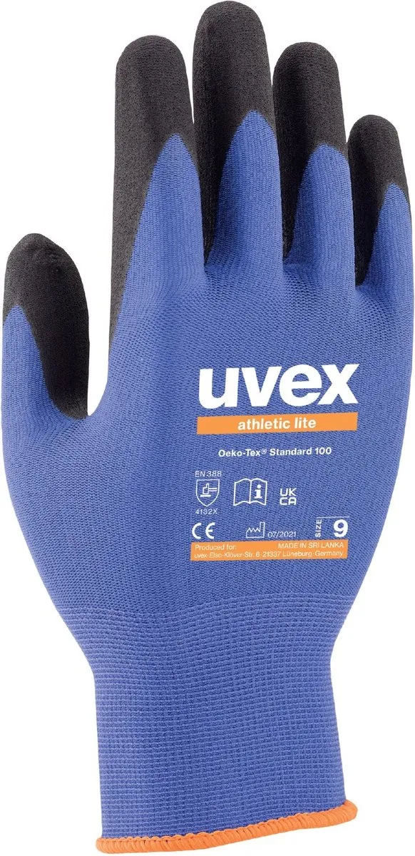 Uvex Athletic Lite Handschoen - Maat 10 - Blauw/Zwart
