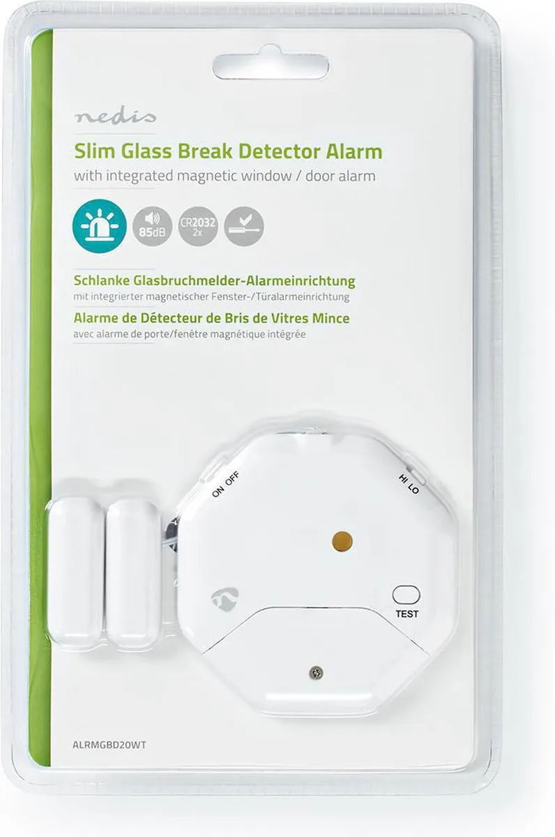Nedis ALRMGBD20WT Deur- en raamalarm - Glasbreuksensor - 85 dB - Wit - afbeelding 6 van 6