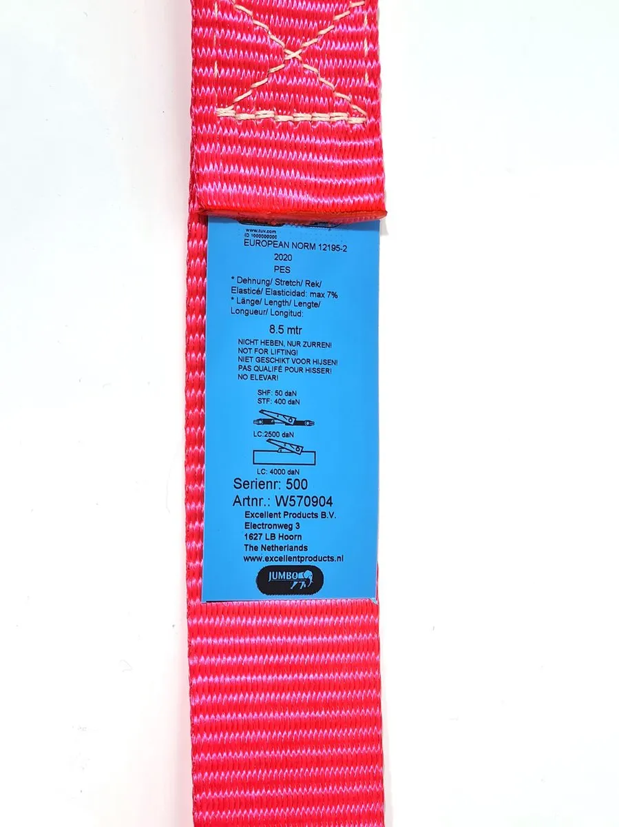 Jumbo Heavy Duty Spanband 2-delig 9m 50mm - 2000/4000kg Roze