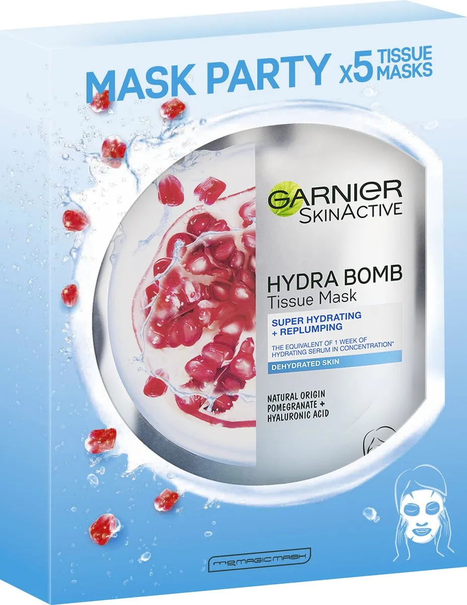 Garnier SkinActive Hydra Bomb Sheet Mask Granaatappel - 5 Stuks