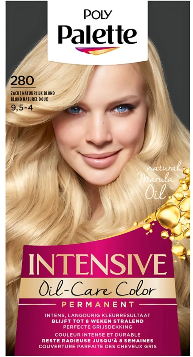 3 x Poly Palette - Haarverf - Zacht Natuurlijk Blond 280 - 115ml - Haarverf - Natuurlijke Blonde Kleur - Crèmekleuring - Glans - Haarverf Voor Blond Haar