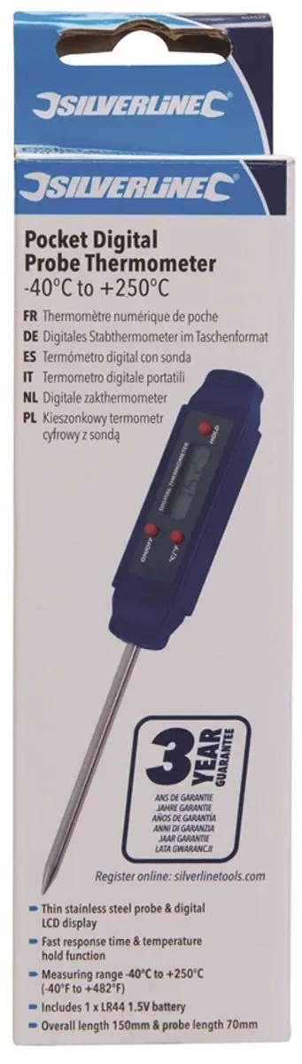 Silverline Digitale Zakthermometer -40°C tot +250°C