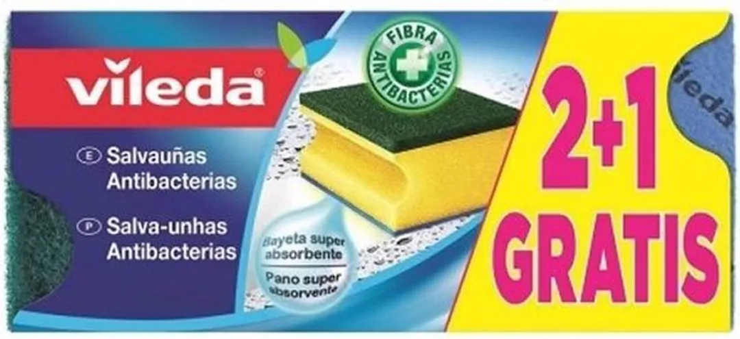 Vileda Trio Schuurspons - 3 Stuks - Geel/ Groen - afbeelding 6 van 6