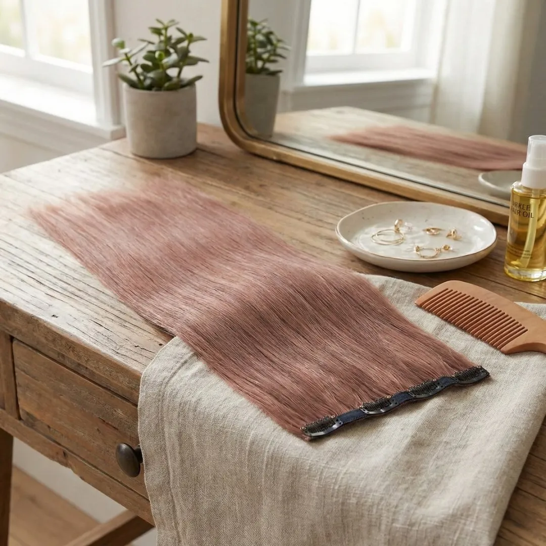 NUVEX Hairextensions Clip-in Set - Synthetisch - Mauve Roze