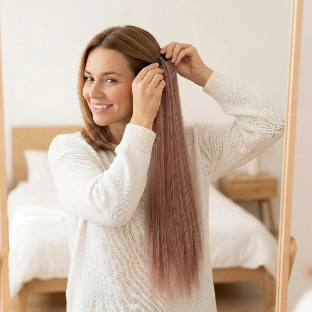 NUVEX Hairextensions Clip-in Set - Synthetisch - Mauve Roze