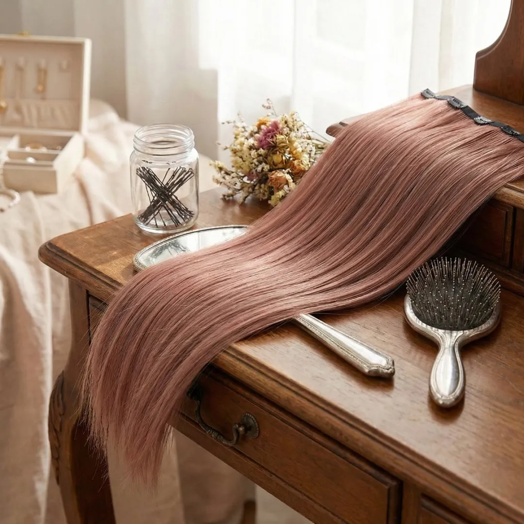 NUVEX Hairextensions Clip-in Set - Synthetisch - Mauve Roze