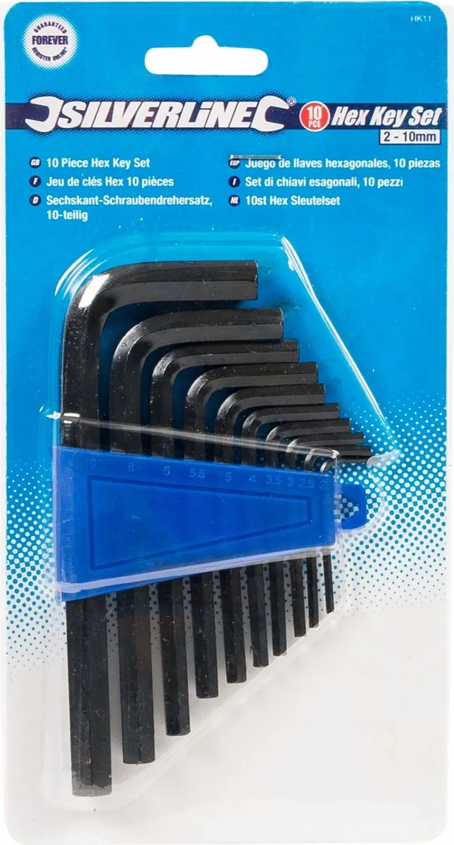 Silverline Imbussleutelset 10-delig 2-10mm - Zwart