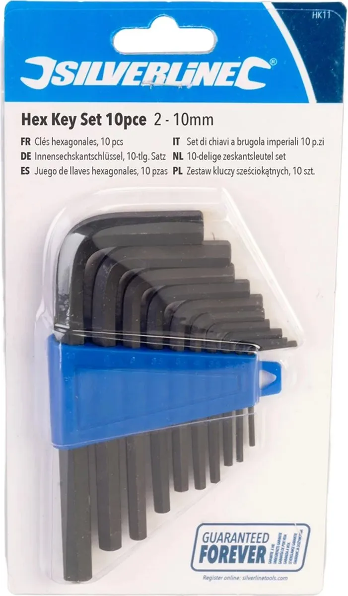 Silverline Imbussleutelset 10-delig 2-10mm - Zwart