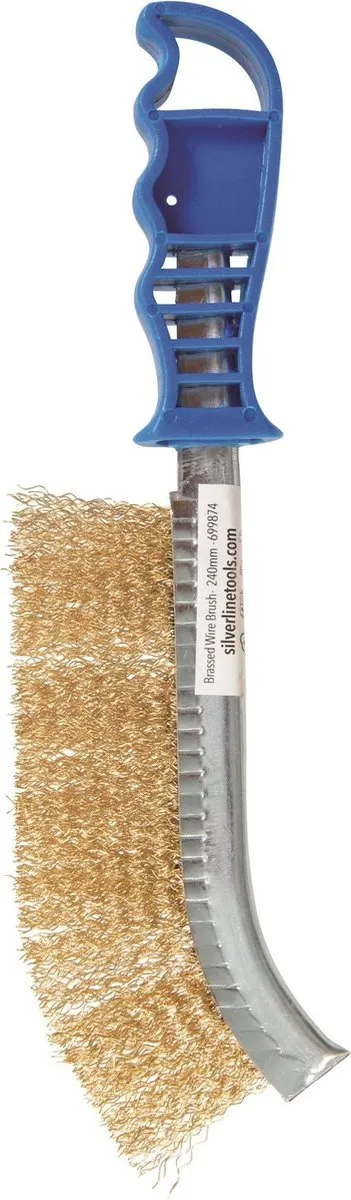 Silverline Staalborstel 250mm - Messing haren - Blauw handvat