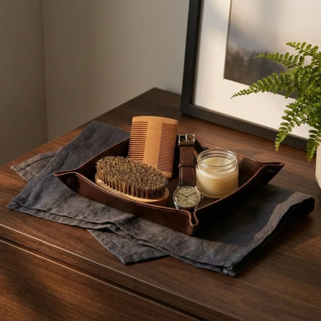 NUVEX Houtkleurige Baardset - Borstel & Kam 2 Stuks
