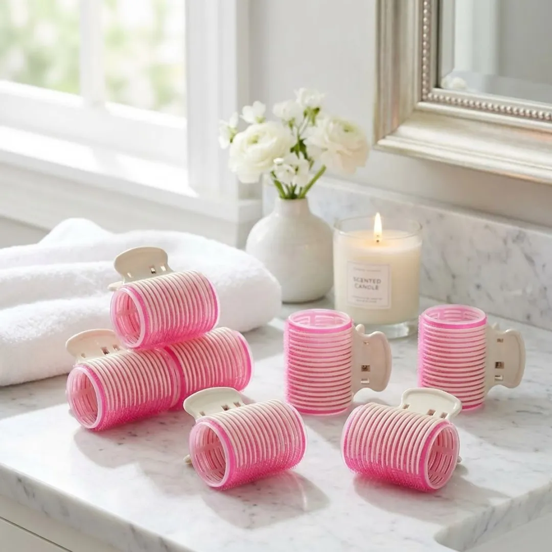 Nuvex Klittenband Haarkrullers 12 Stuks - Wit/Roze