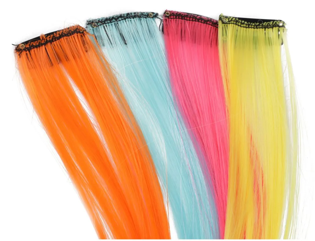 Toi-Toys Fluorescerende Haarstuk 50cm - Geel/Fuchsia/Blauw/Turquoise/Paars/Oranje