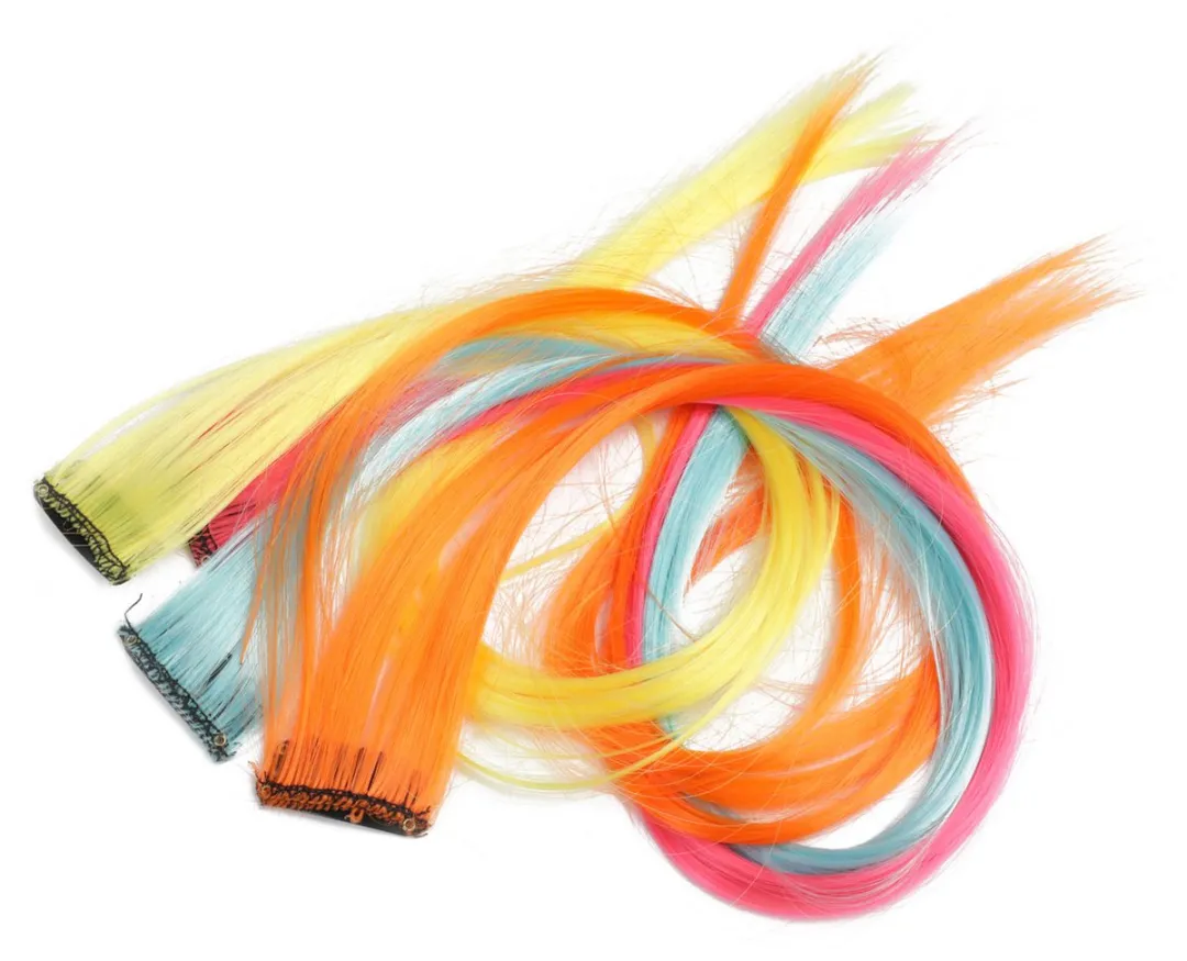 Toi-Toys Fluorescerende Haarstuk 50cm - Geel/Fuchsia/Blauw/Turquoise/Paars/Oranje